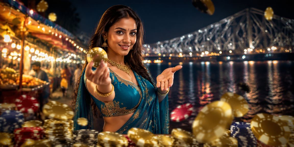 Indian woman playing live casino on mobile in traditional saree with authentic dealer
