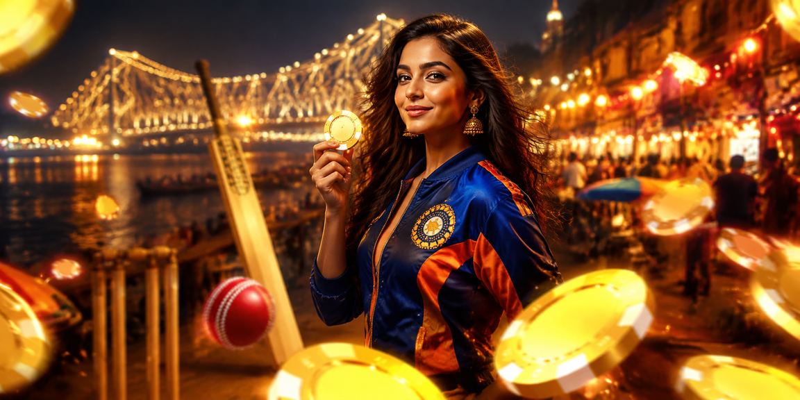 Night market in Kolkata with cricket betting digital ads